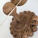 Pair of carved pine wall lights with jute shades, Swedish design, 1970s