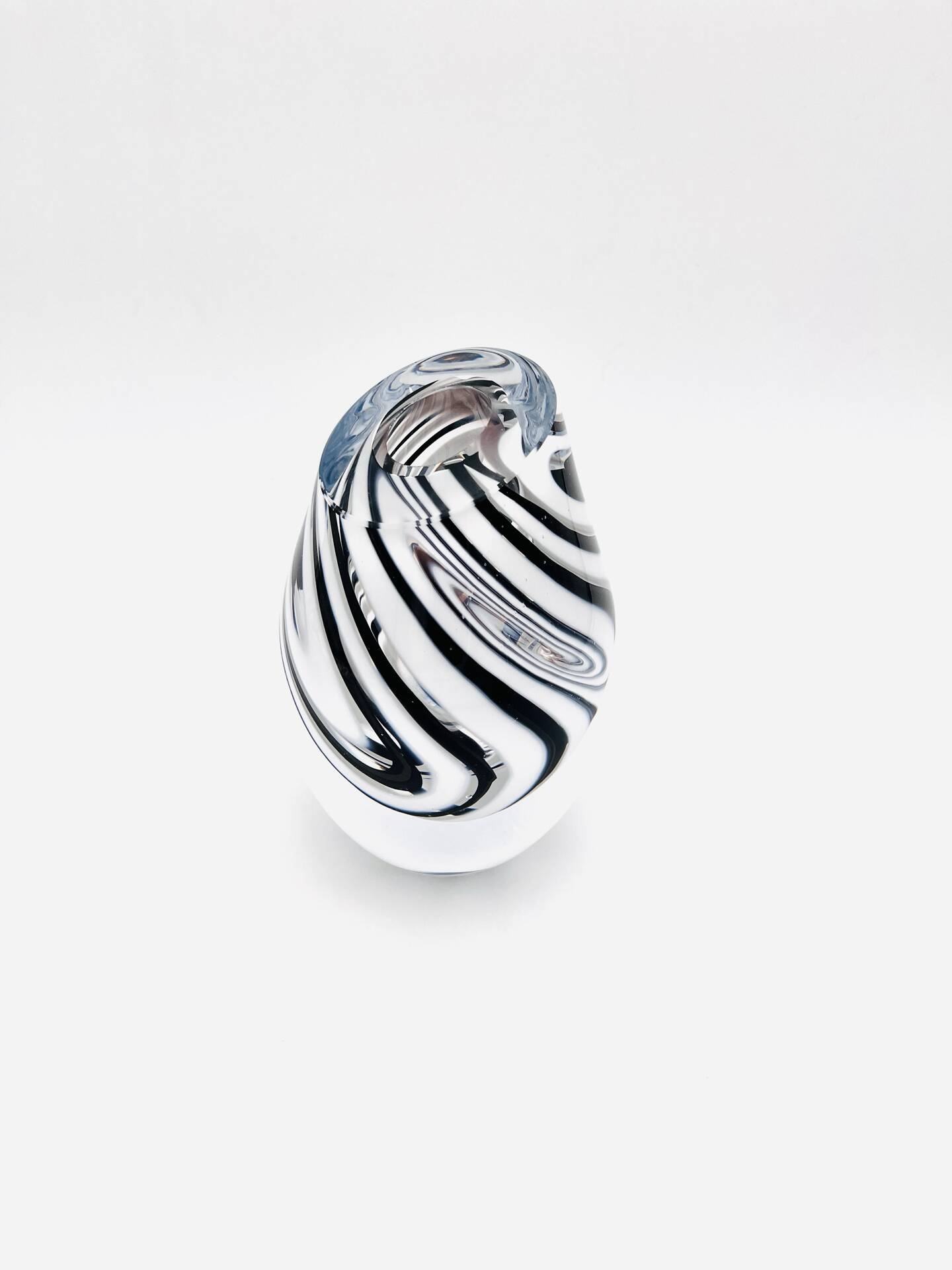 Murano Vase - Sommerso with Stripes - Black & White - 1990