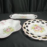 Set of three ceramics with floral decoration from Moustiers, 20th century