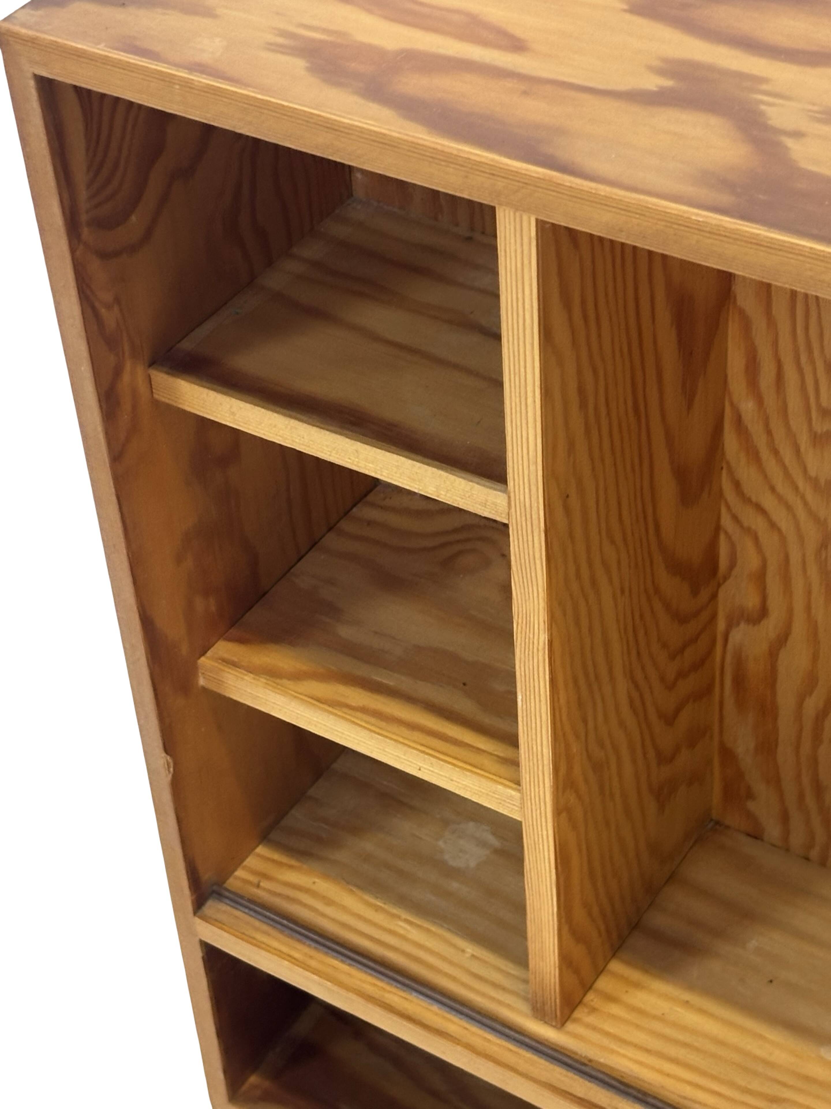 Vintage 1970s pinewood wall cabinet shelf wall unit