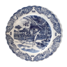 Old plate, large size, ceramic, merchant boat pattern - blue Diam color 41 cm