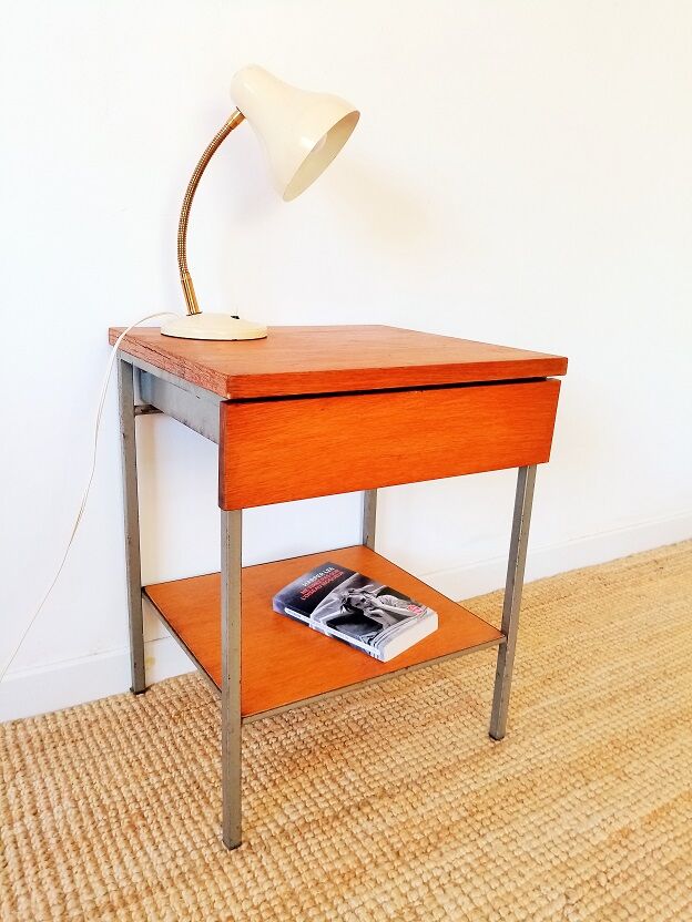 Vintage boarding school bedside table