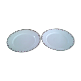 2 plats ronds légèrement creux porcelaine Limoges
