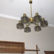 Large brass and glass chandelier by Hans-Agne Jakobsson, Sweden 1960s