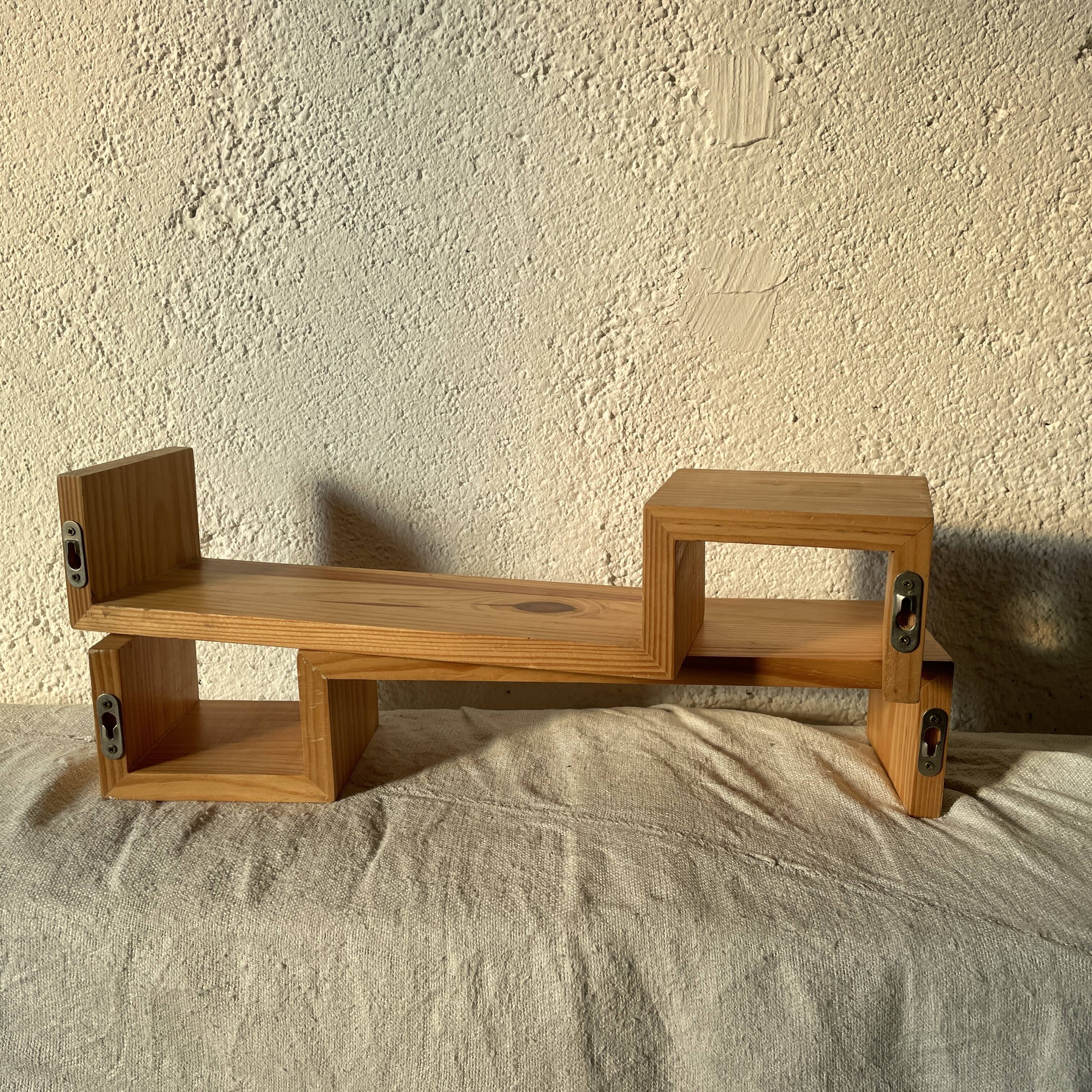 Pair wooden wall shelves 1970