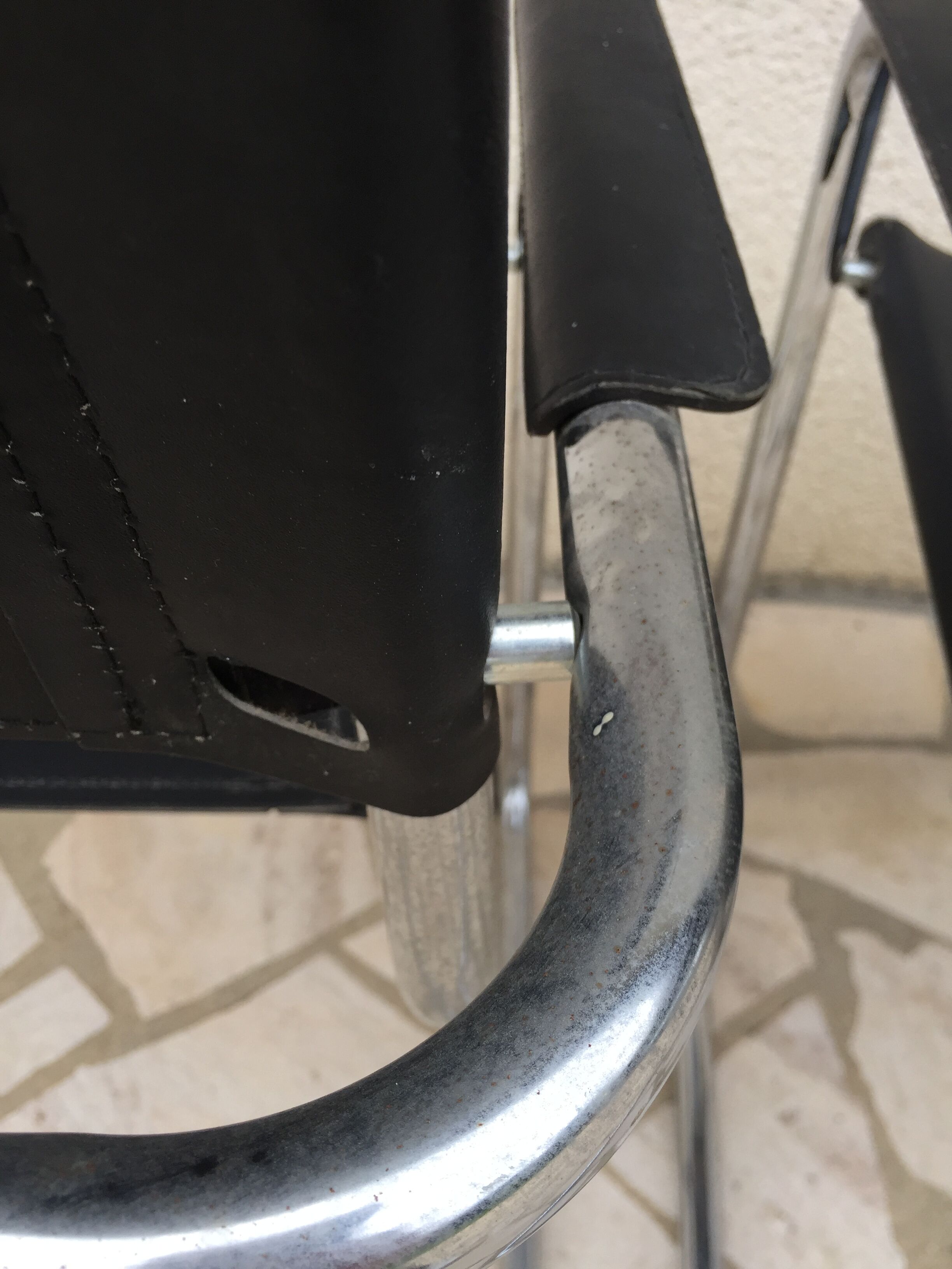 Pair of faux leather and chrome chairs 70s