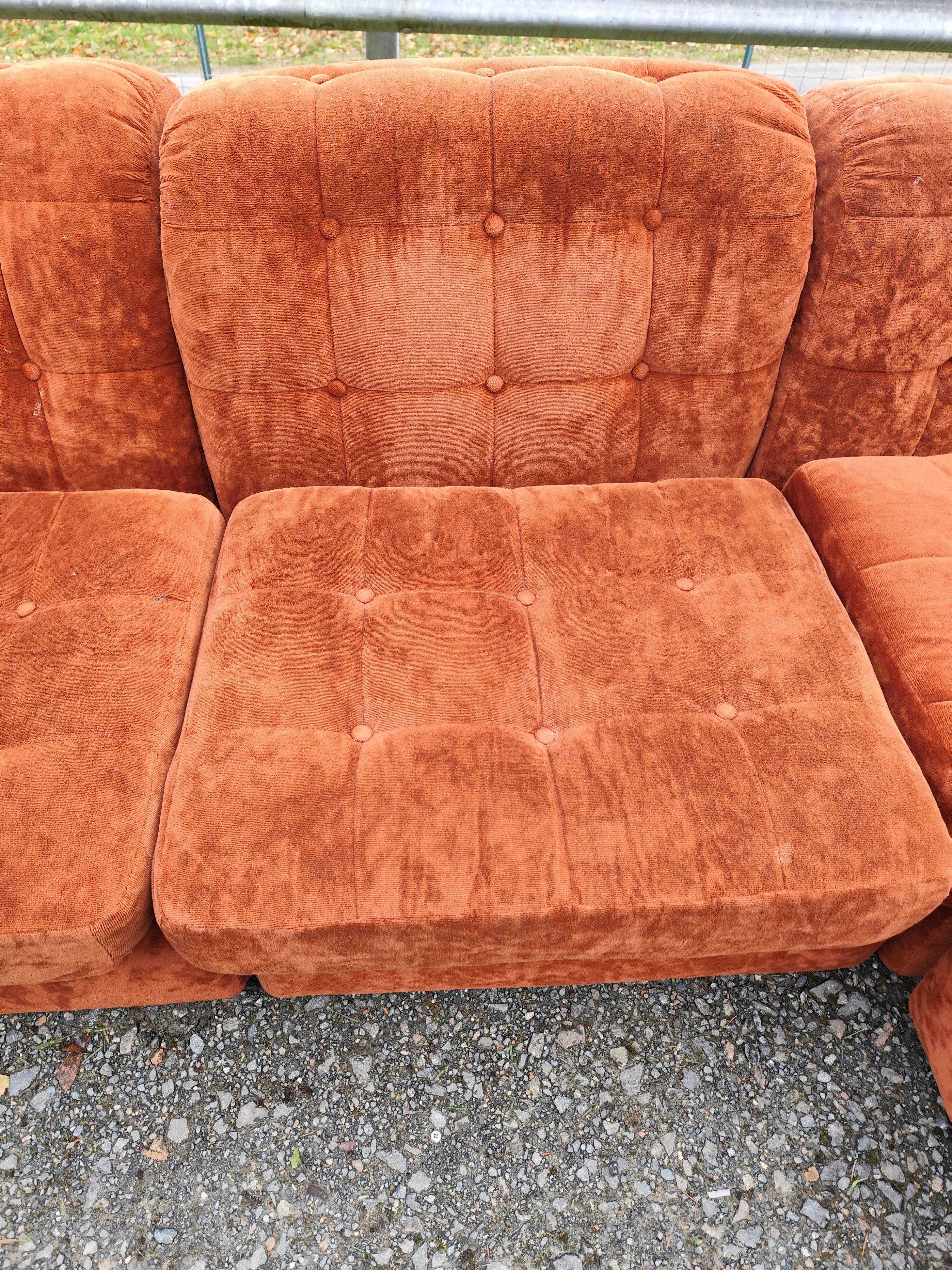 Modular velvet sofa bench 5 blocks