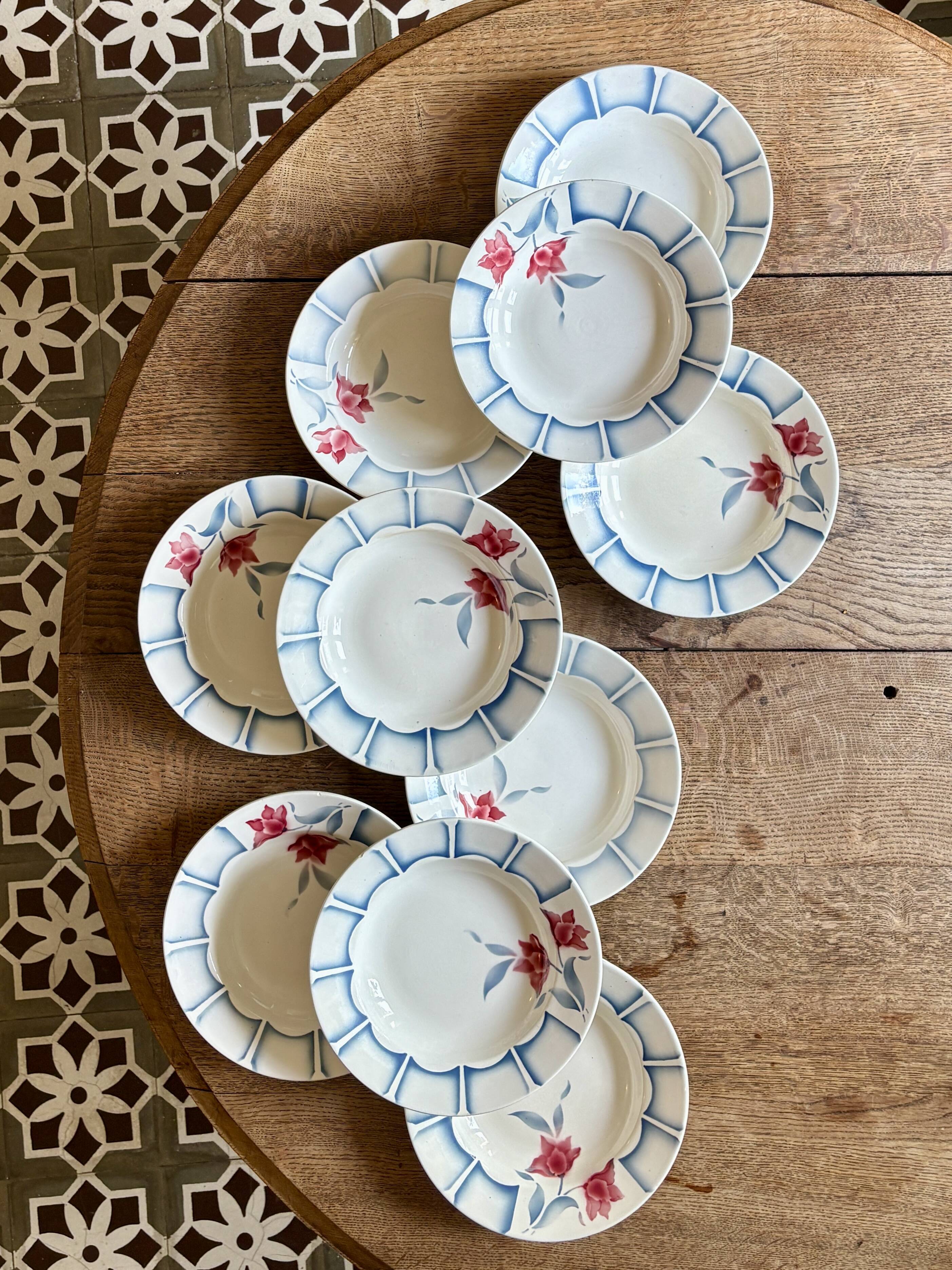 Set of 10 vintage deep plates from Digoin.