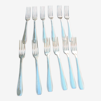 12 Art Deco silver metal forks