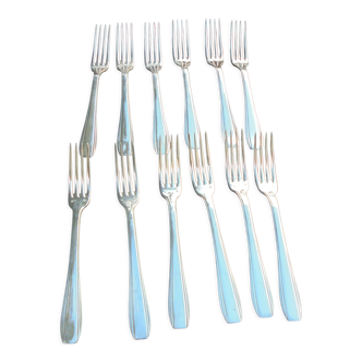 12 Art Deco silver metal forks