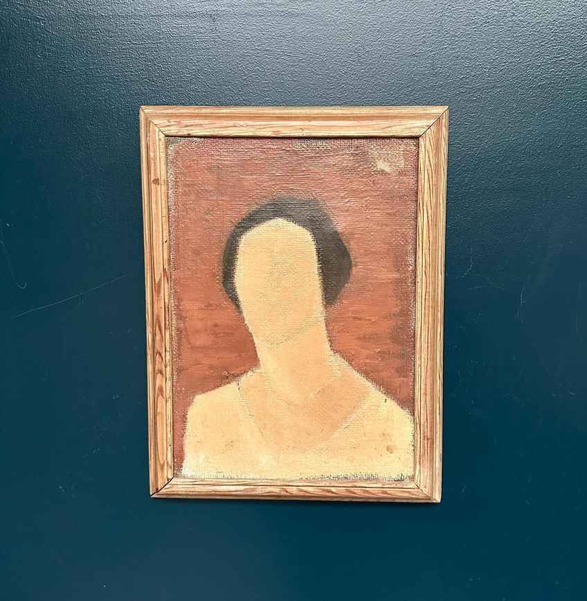 Original Swedish Oil On Canvas – “Portrait” By Fred – Dated 51