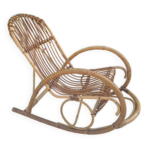 Rocking-chair en rotin Rohe Noorwolde, années 60