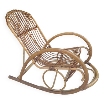 Rocking-chair en rotin Rohe Noorwolde, années 60
