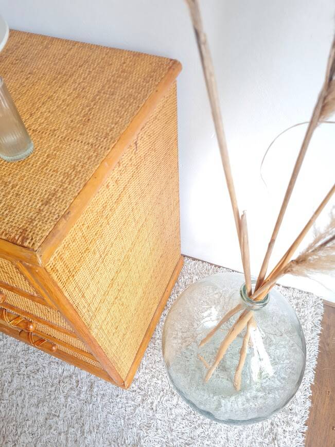 Vintage rattan chest of drawers circa 70s