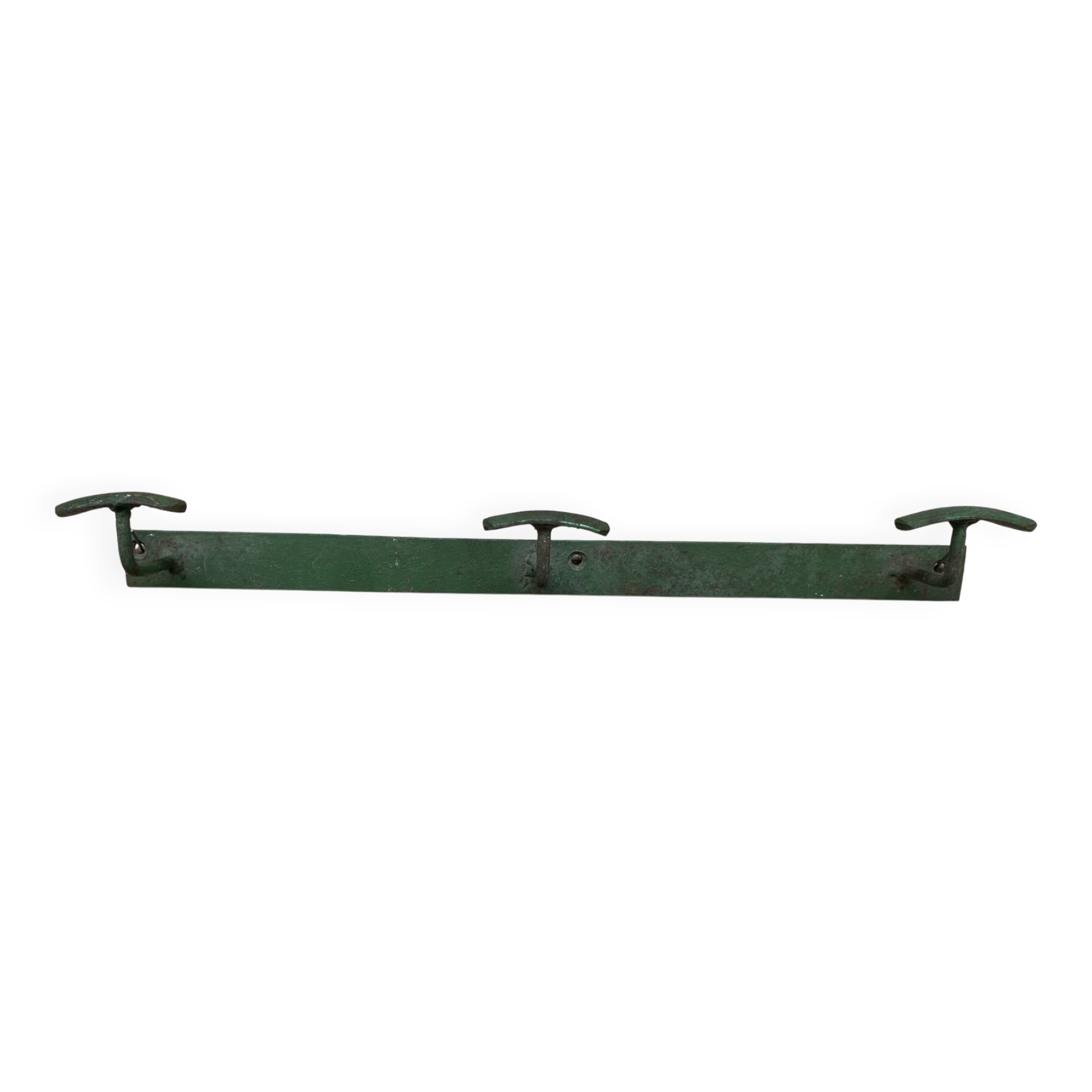 Vintage 1950s Green Metal Wall Coat Rack x3 #E