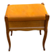 Louis XV piano stool in solid oak wood and orange fabric