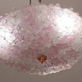Charming Large Size Murano Ceiling Light Pink Flower by Seguso for Venini,