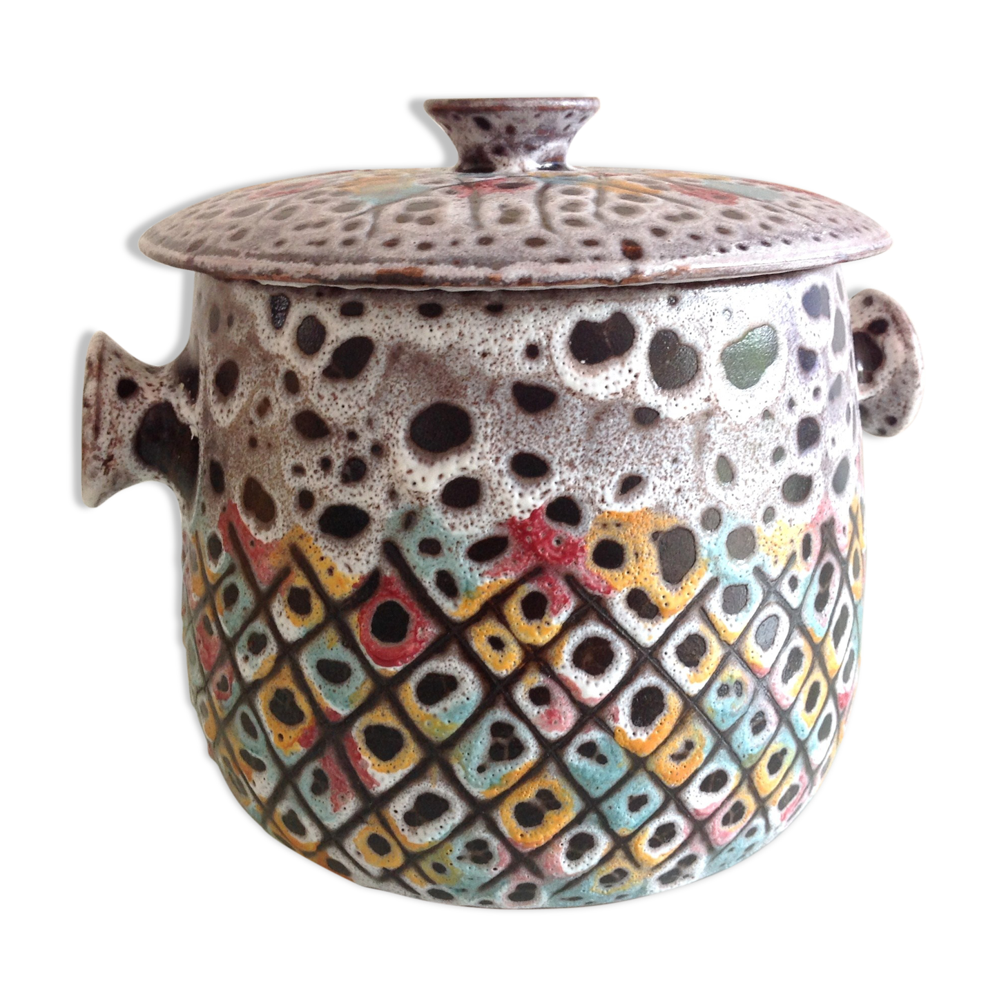 Polychrome cermal pot by FPP Vallauris / vintage 60s
