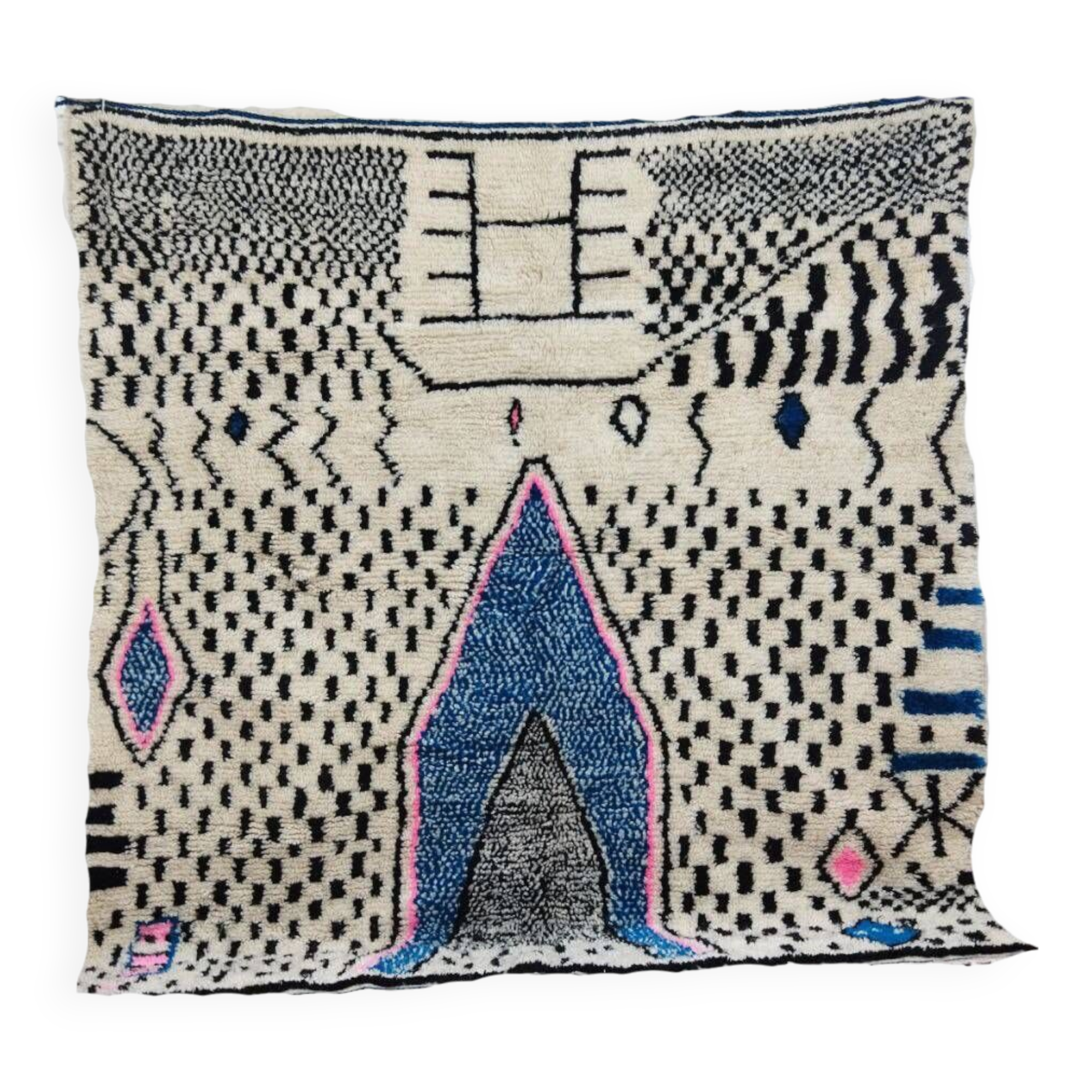 Handmade wool Berber rug 200 X 188 CM