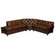 Vintage Chesterfield corner sofa in hand-dyed leather with solid walnut feet.