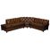 Vintage Chesterfield corner sofa in hand-dyed leather with solid walnut feet.