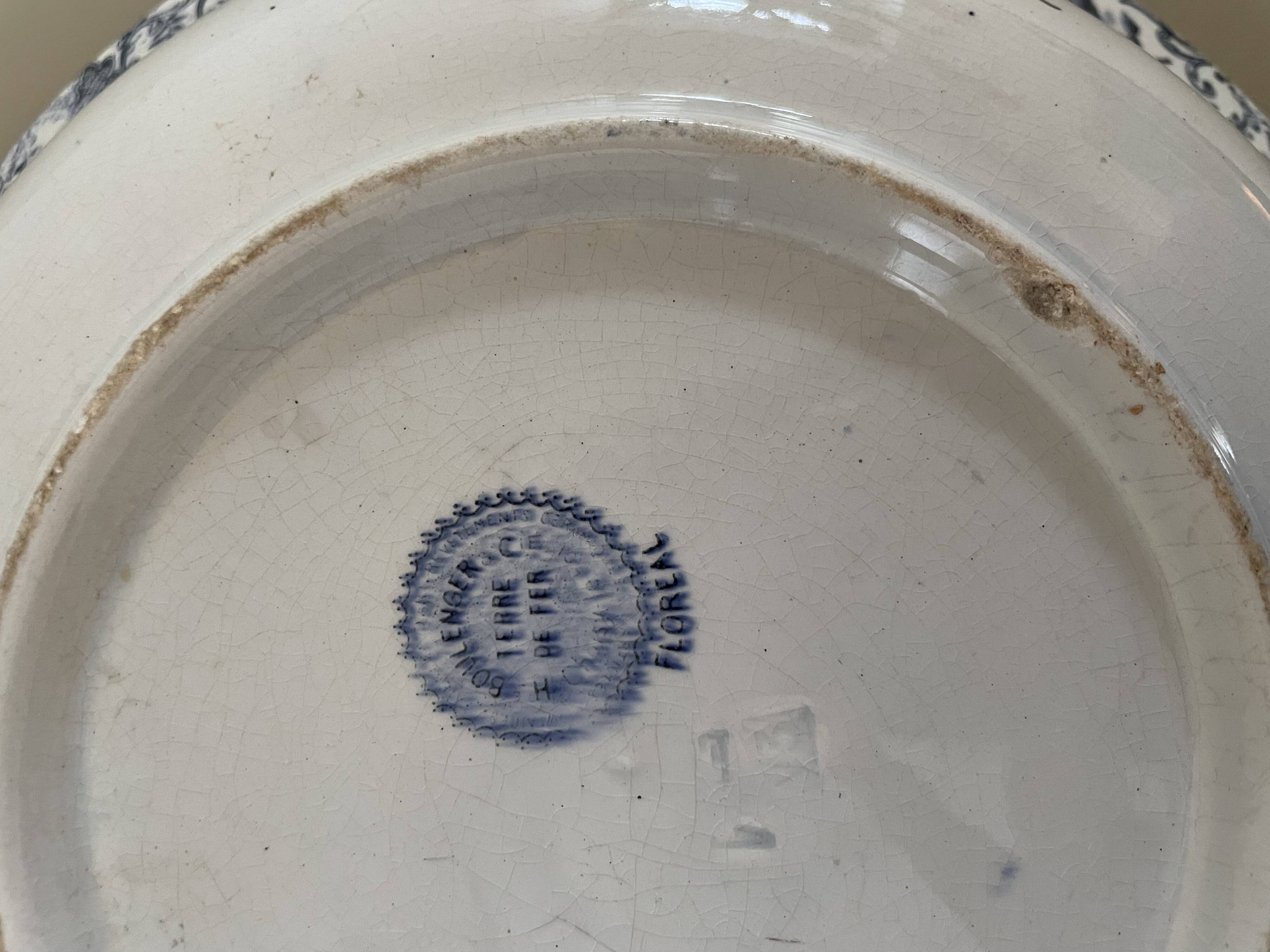 Boulenger blue ironstone salad bowl with Floréal pattern