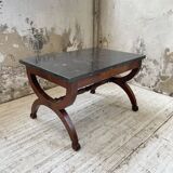Empire style marble and mahogany coffee table