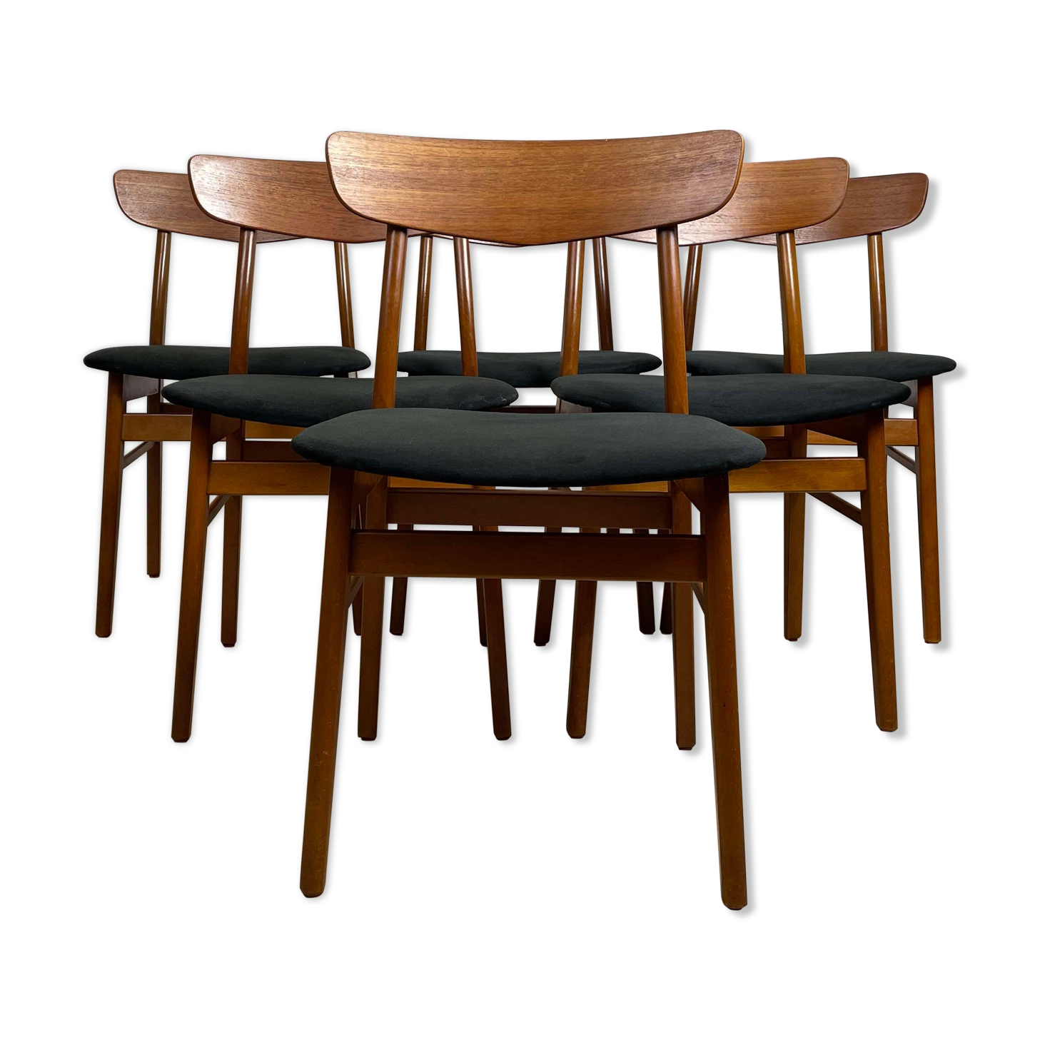 Set of 6 vintage Scandinavian teak dining chairs, 60s