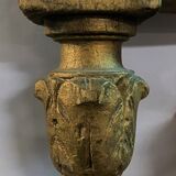 Middle wooden table with green-golden patina Louis XVI style, nineteenth century.