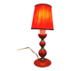 vintage table lamp - orange - metal and nylon lampshade -