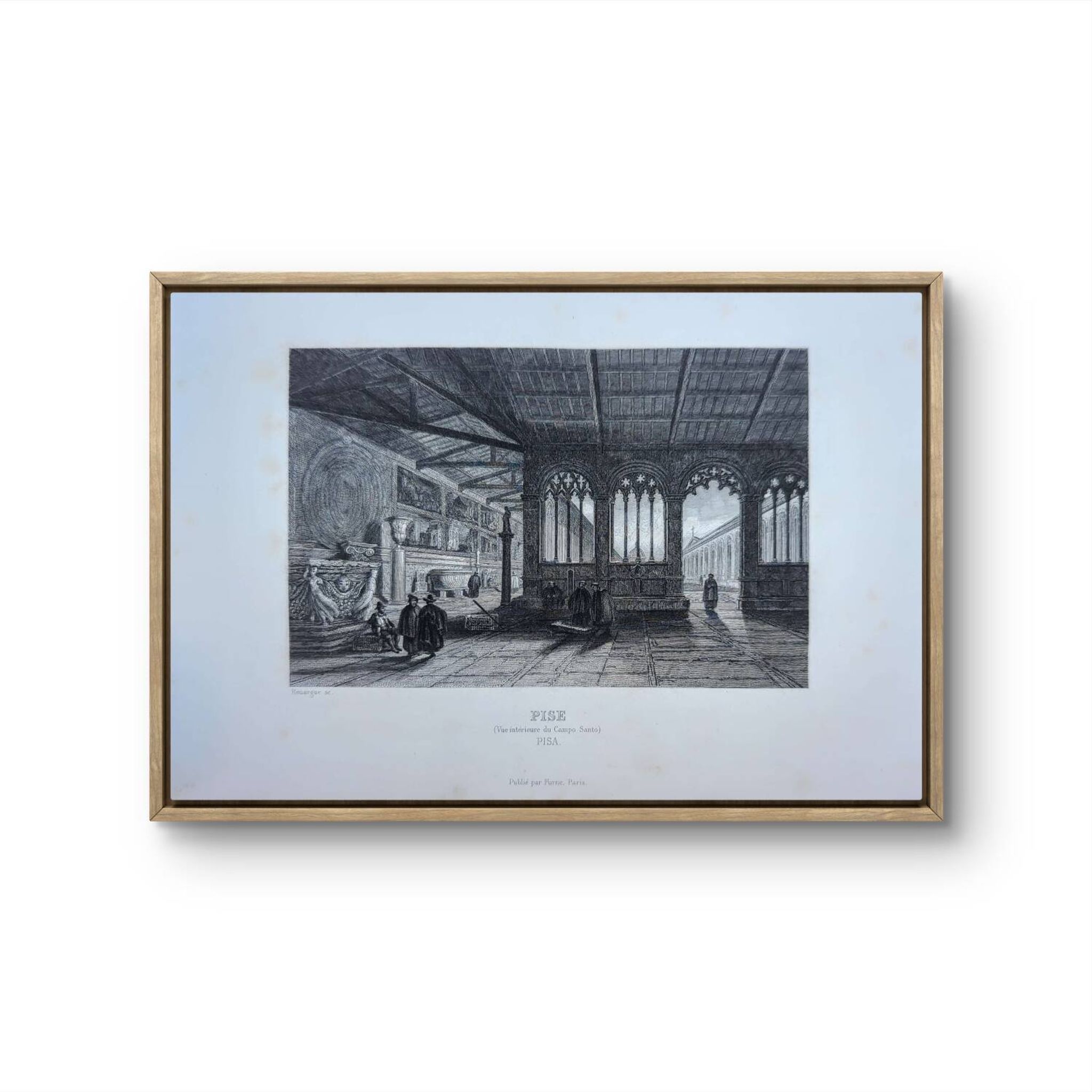 Camposanto, Pise, gravure ancienne, imprimée en 1841.