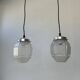 Pair of old vintage hexagonal suspension lights