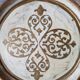 Golden wood tripod pedestal table