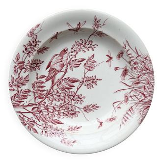 Round serving dish, old ironstone S&G - Decorated with birds and vegetation.