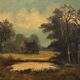 Huile sur toile paysage lacustre