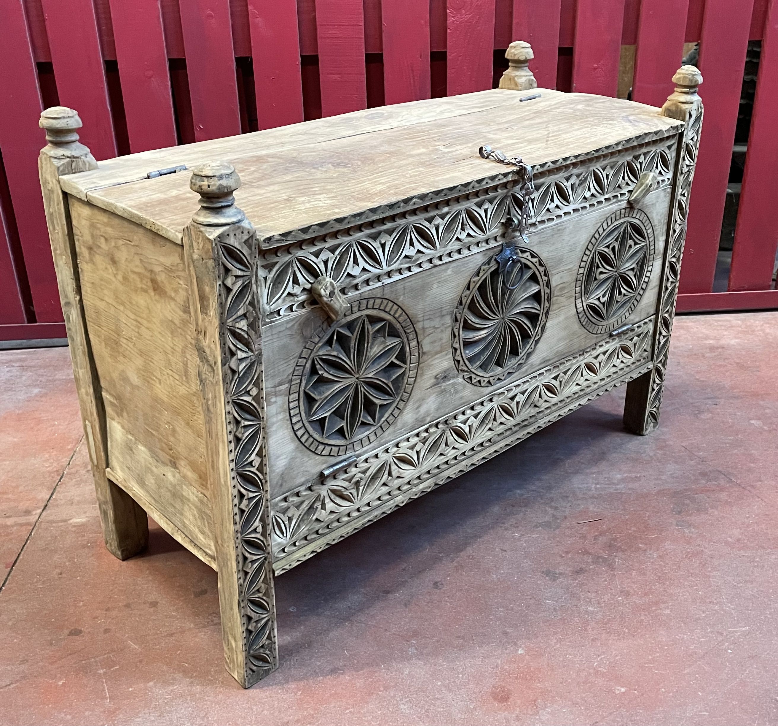 Pakistan, Swat Valley, former Cedar Wood Wedding Chest Fully Carved by Hand