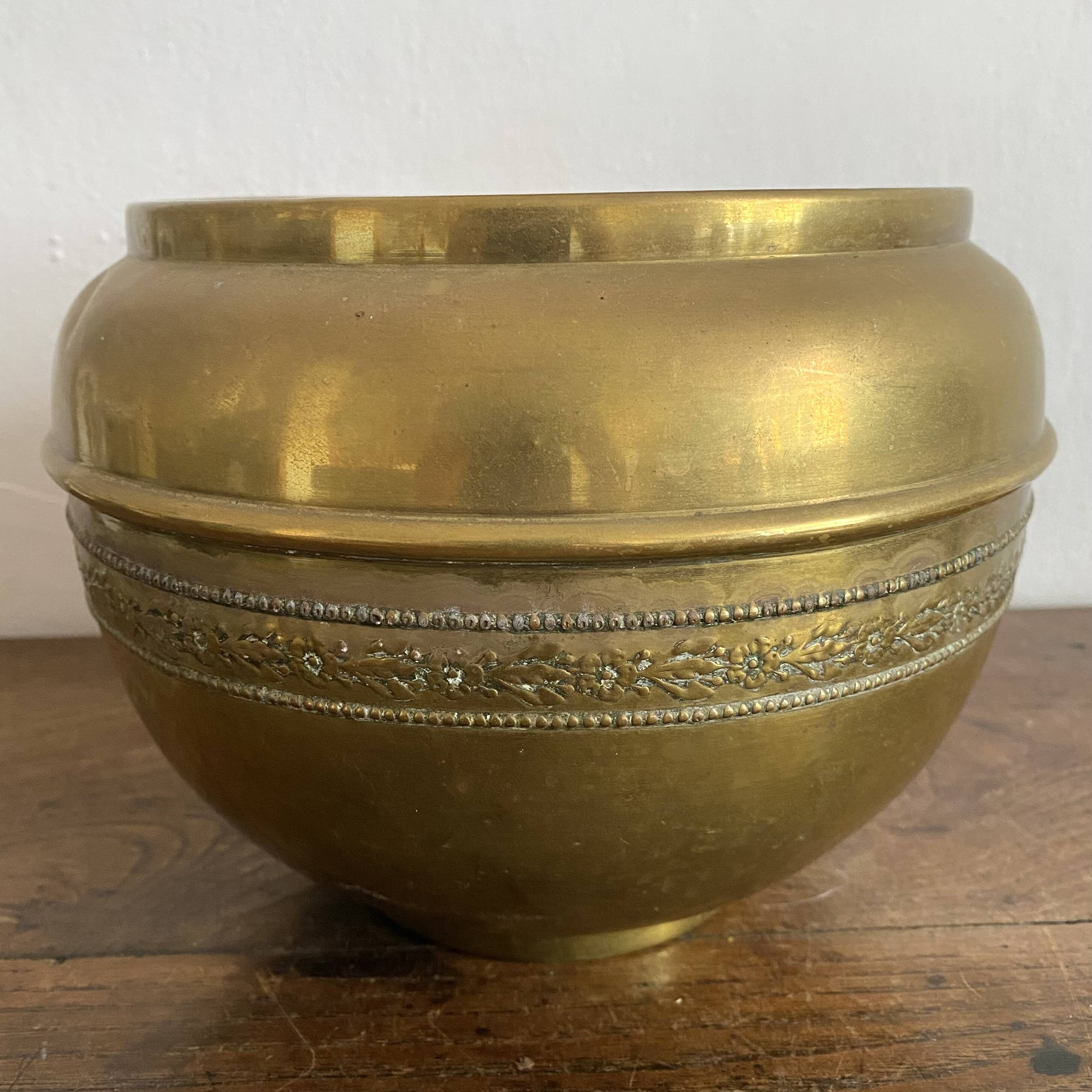 Villedieu gilded brass flowerpot
