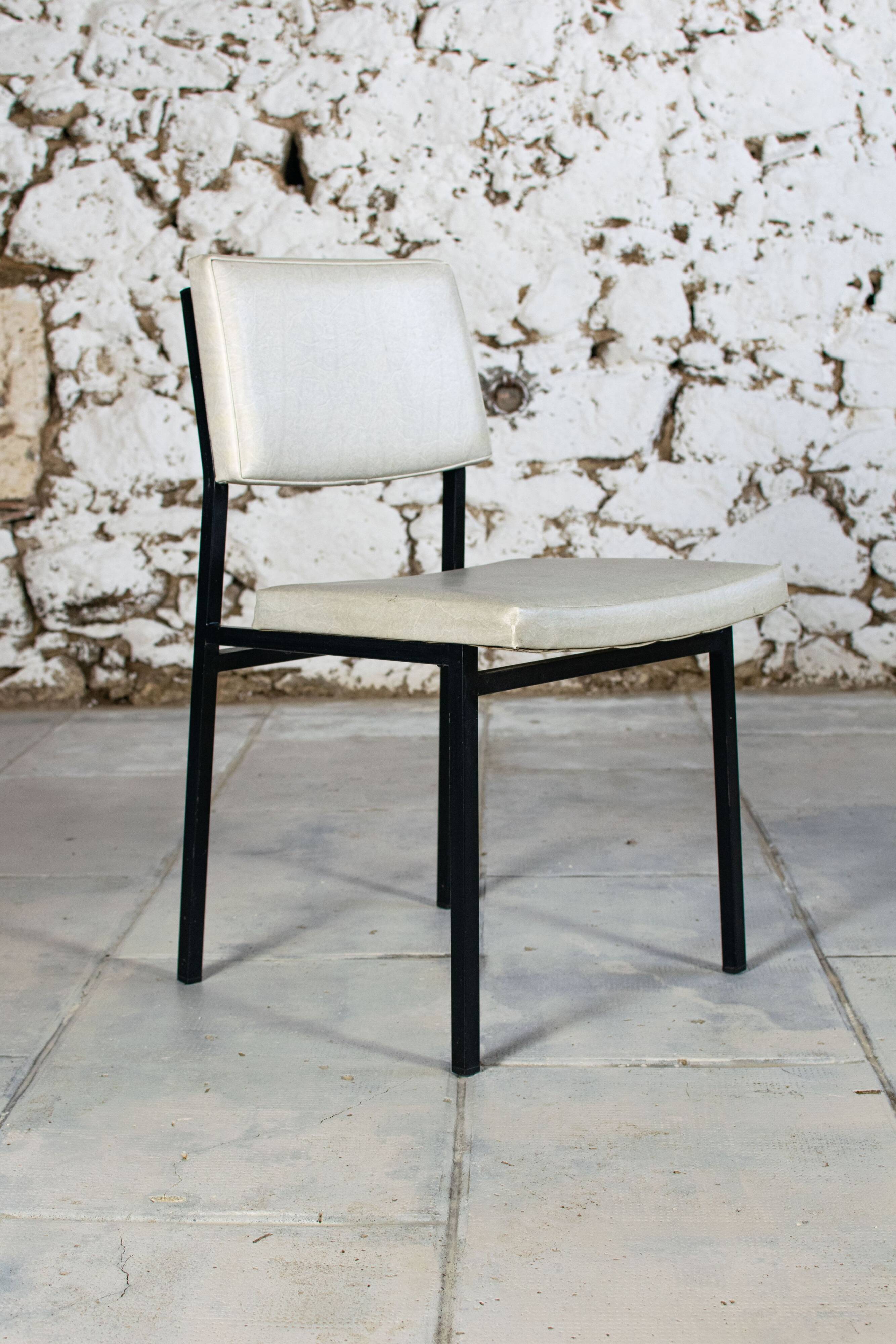 Modernist white skai chair, 1950