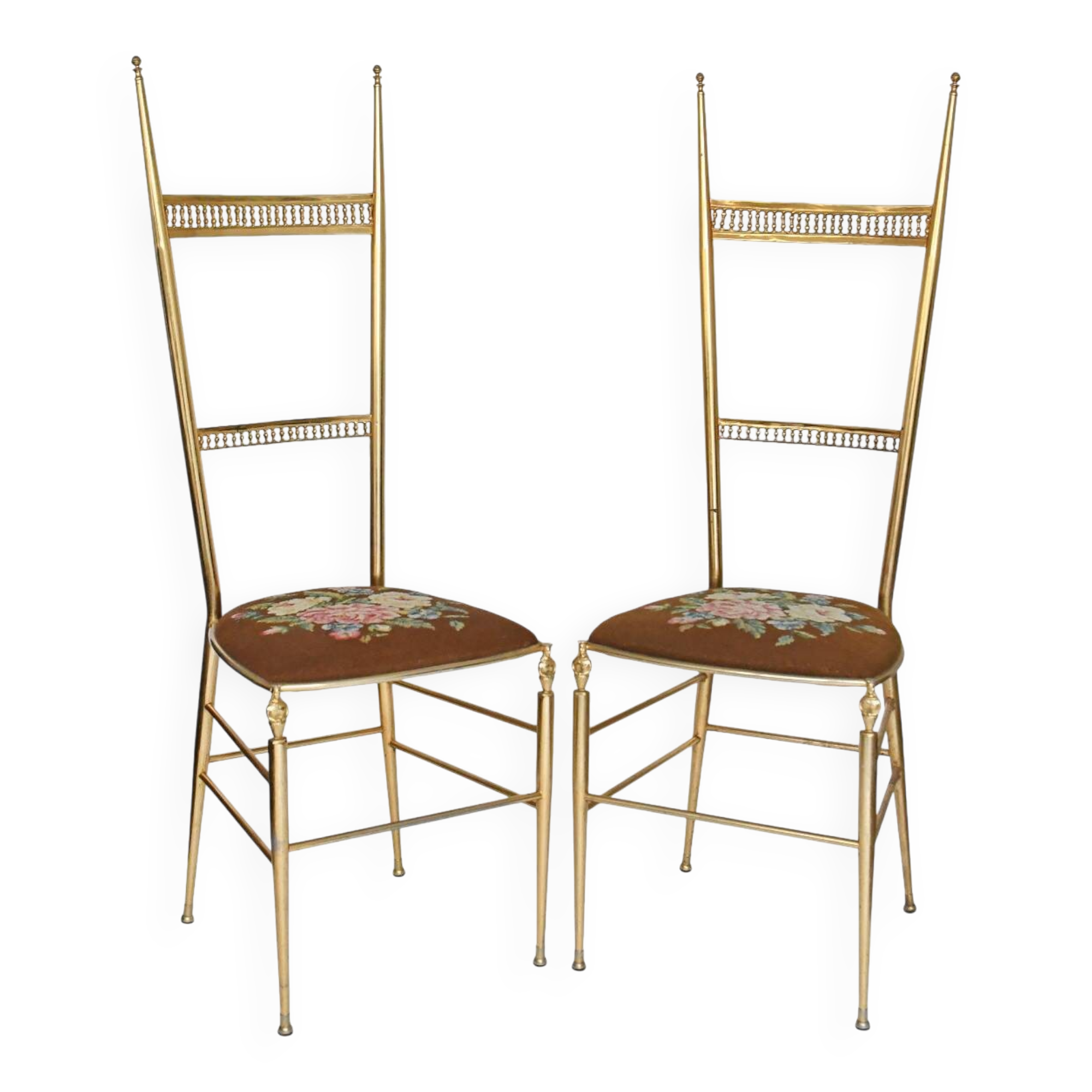 Pair of Chiavari chairs with high backrest