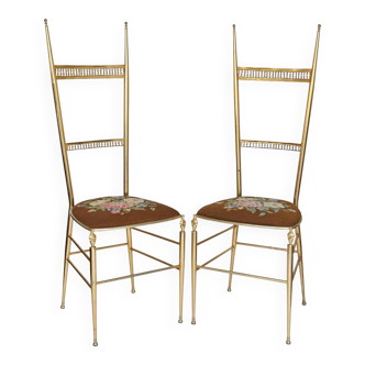 Pair of Chiavari chairs with high backrest