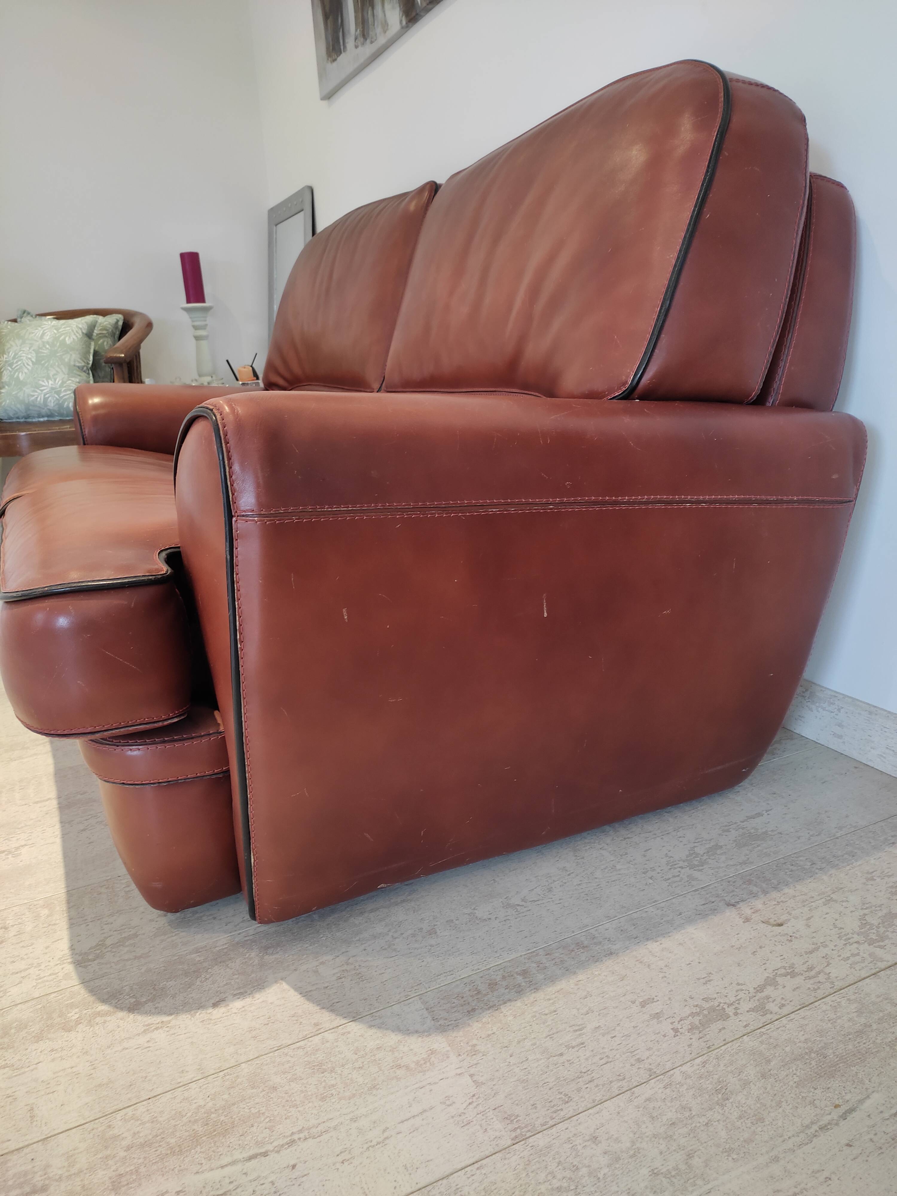 Full grain leather sofa