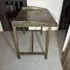 Vintage industrial workshop desk in patinated metal - brass drawer