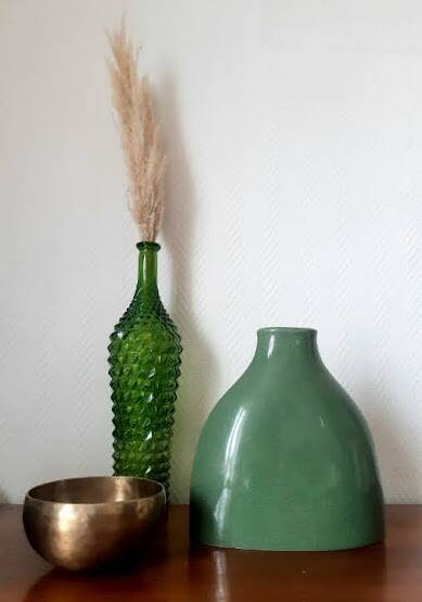 Green designer ceramic vase
