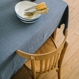 Salt blue washed linen tablecloth
