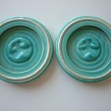 Pair of 2 under glasses/bottles in turquoise and gold ceramic