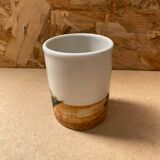 Antique Pot Cup Pottery Dove Stoneware Beige Brown Vintage