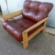 Danish vintage armchair light oak and leather.