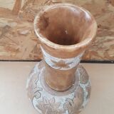 Ancien vase albatre décor fleurs gravé grand modèle vintage
