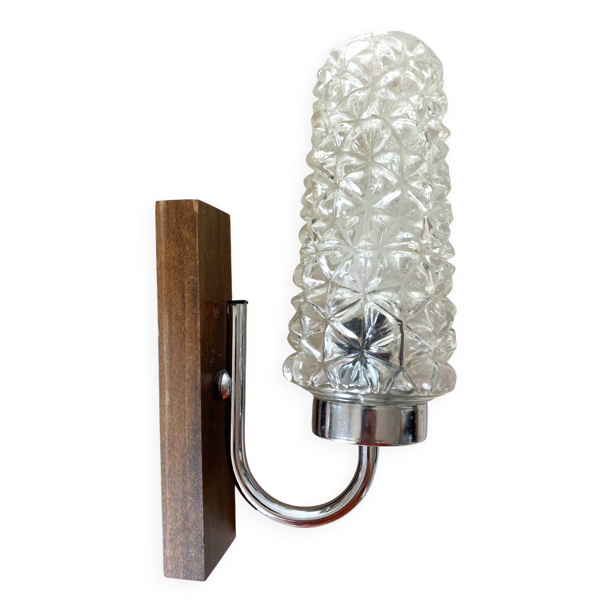 Wooden and glass wall light from the 60s-70s