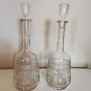Pair of antique moulded glass carafes